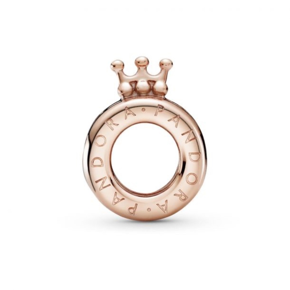 Pandora Logo & Crown O Charm, Rose Gold-Plated